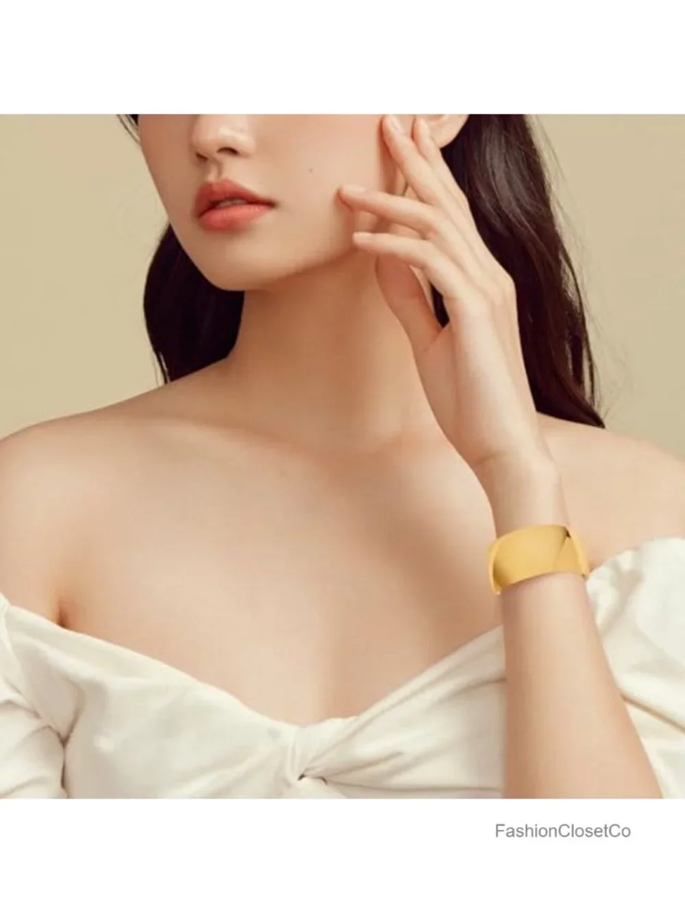 Gold Plated Hammered Open Wide Cuff Bangle Bracelet for Women Smooth Polished